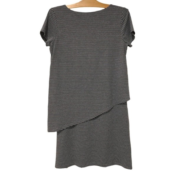 Soft Surroundings | Leah Layered Dress Gray Stripe Short Sleeve- Size Small - Picture 8 of 8